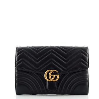 Gucci GG Marmont Flap Clutch Matelasse Leather