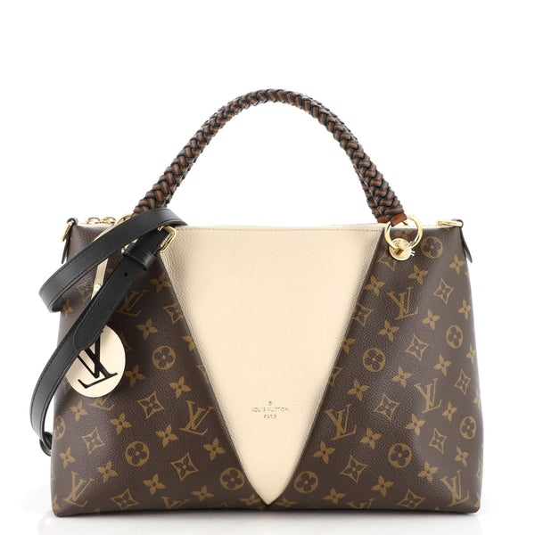 Braided Handle V Tote Monogram Canvas and Leather MM