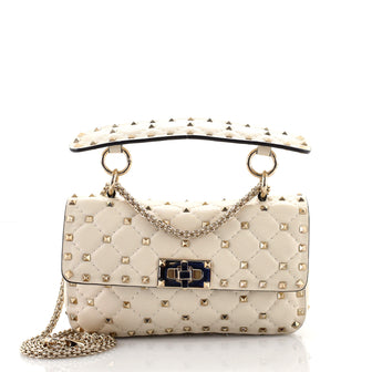 Valentino Rockstud Spike Flap Bag Quilted Leather Small