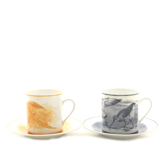 Hermes 2-Piece Coffee Cup & Saucer Set Animal Print Porcelain