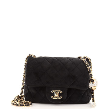 Chanel Pearl Crush Square Flap Bag Quilted Velvet with Crystal Detail Mini