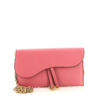 Christian Dior Saddle Chain Wallet Leather