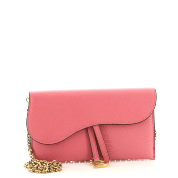 Christian Dior Saddle Chain Wallet Leather