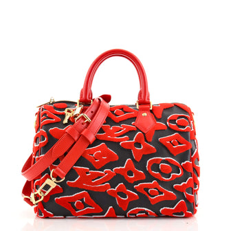 Louis Vuitton Black And Red Tufted Monogram Canvas Speedy