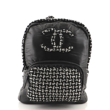 Chanel Coco Neige Front Pocket Backpack Nylon with Tweed Large