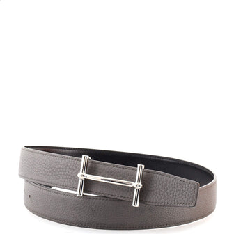Hermes H D'Ancre Reversible Belt Metal and Leather Wide