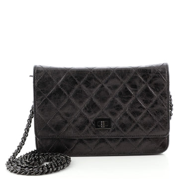Chanel So Black Reissue 2.55 Wallet on Chain Quilted Aged Calfskin