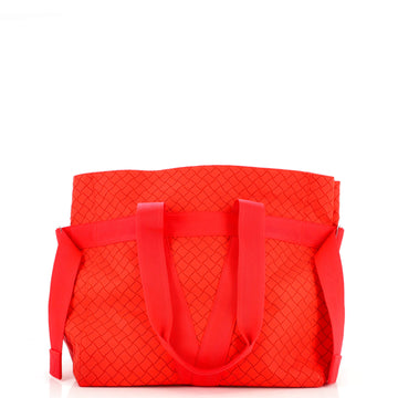 Bottega Veneta Zipped Tote Rubber Intrecciato with Canvas East West