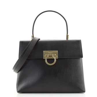 Salvatore Ferragamo Gancini Convertible Top Handle Bag Leather Medium