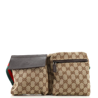 Gucci Vintage Double Belt Bag GG Canvas