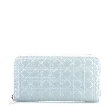 Christian Dior Zip Around Wallet Cannage Quilt Patent Long