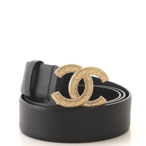 CHANEL, Accessories, Chanel Calfskin Goldtone Metal Belt