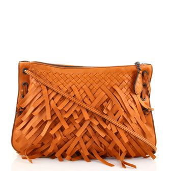 Bottega Veneta Zip Top Messenger Fringe Intrecciato Nappa Large