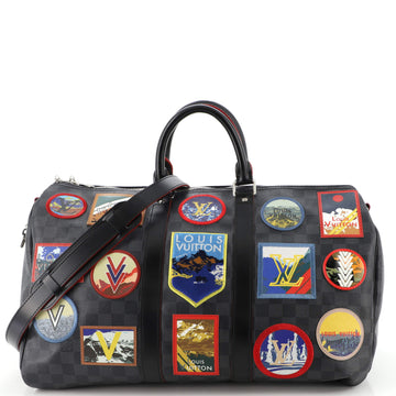 Louis Vuitton Keepall Bandouliere Bag Alps Patches Damier Graphite 45