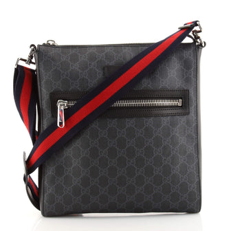 Gucci Web Strap Front Zip Messenger Bag GG Coated Canvas Medium