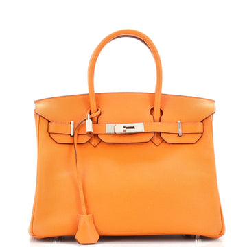 Hermes Birkin Handbag Orange Epsom with Palladium Hardware 30