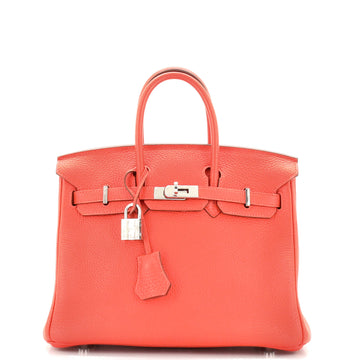 Hermes Birkin Handbag Red Togo with Palladium Hardware 25