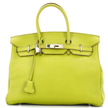 Hermes Birkin Handbag Green Togo with Palladium Hardware 35