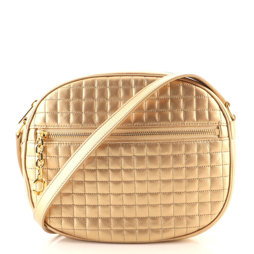 Celine C Charm Camera Bag Quilted Leather Medium Gold