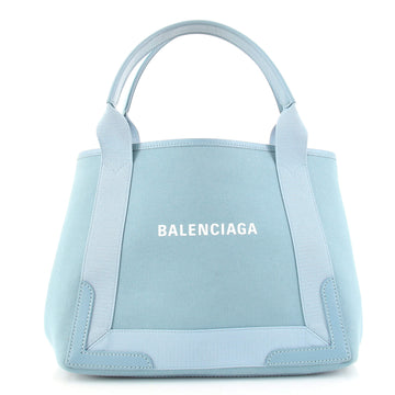 Balenciaga Navy Cabas Canvas with Leather Small