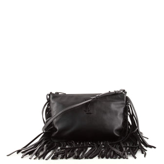 Saint Laurent Classic Monogram Fringe Zip Crossbody Bag Leather Small