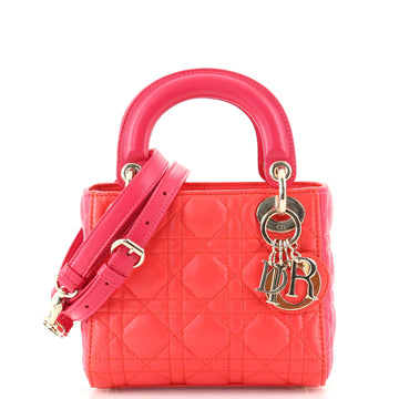 Christian Dior Bicolor Lady Dior Bag Cannage Quilt Lambskin Mini