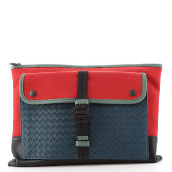 Bottega Veneta Meridian Pouch Canvas and Intrecciato Nappa