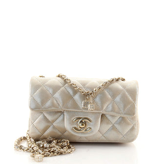 Chanel Crystal Dice Classic Single Flap Bag Quilted Iridescent Calfskin Extra Mini