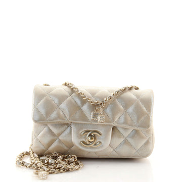 Chanel Crystal Dice Classic Single Flap Bag Quilted Iridescent Calfskin Extra Mini