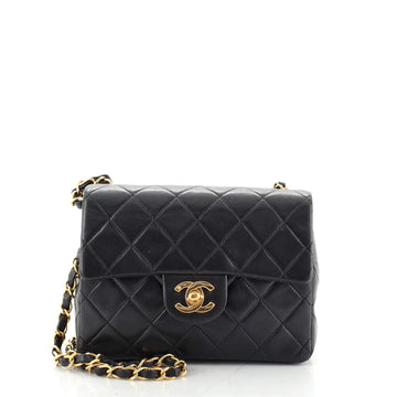 Chanel Vintage Square Classic Single Flap Bag Quilted Lambskin Mini