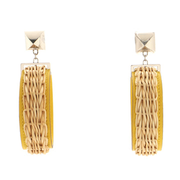 Hermes Medor Picnic Earrings Leather and Wicker with Metal