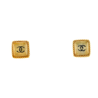 Chanel CC Square Stud Earrings Resin and Metal