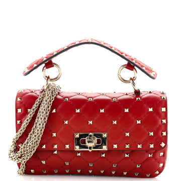Valentino Rockstud Spike Flap Bag Quilted Leather Small