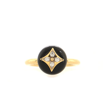 Louis Vuitton B Blossom Ring 18K Yellow Gold and 18K White Gold with Onyx and Diamonds