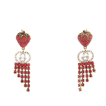 Gucci Strawberry Drop Earrings Metal with Crystals