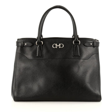 Salvatore Ferragamo Batik Convertible Satchel Saffiano Leather Medium