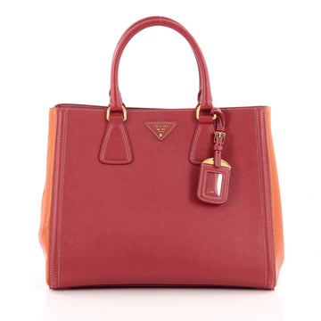 Prada Bicolor Lux Convertible Open Tote Saffiano Leather Small