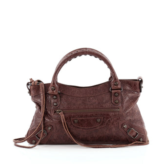 Balenciaga First Classic Studs Handbag Leather 