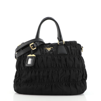 Prada Gaufre Convertible Satchel Tessuto with Leather Medium