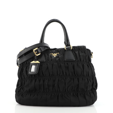 Prada Gaufre Convertible Satchel Tessuto with Leather Medium