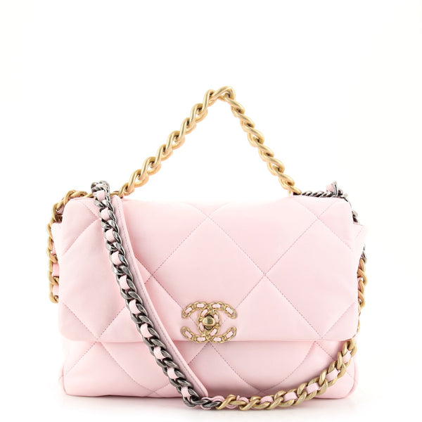 Chanel 19 Flap Bag Quilted Lambskin Large Pink 1344291