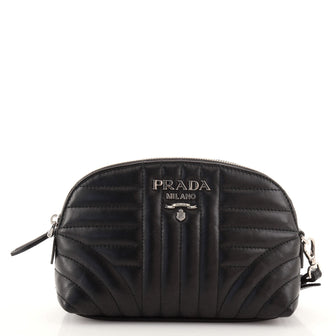 Prada Wristlet Pouch Diagramme Quilted Leather
