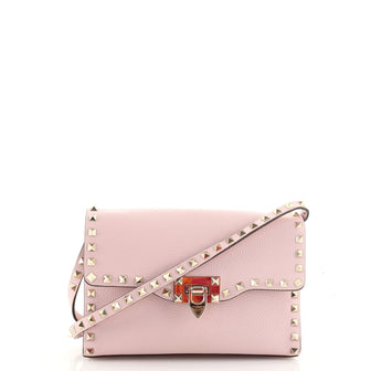 Valentino Rockstud Flip Lock Flap Bag Leather Medium