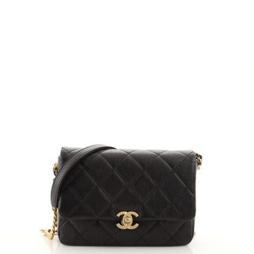 Chanel Chain Melody Flap Bag Quilted Caviar Small