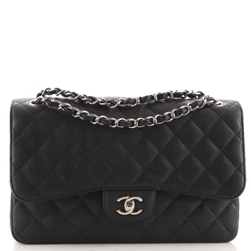 Chanel Classic Double Flap Bag Quilted Caviar Jumbo