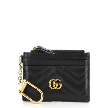Gucci GG Marmont Keychain Zip Card Holder Matelasse Leather