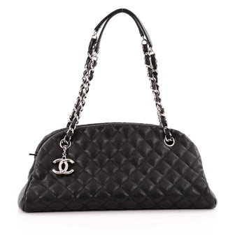 Chanel Just Mademoiselle Handbag Quilted Caviar Medium