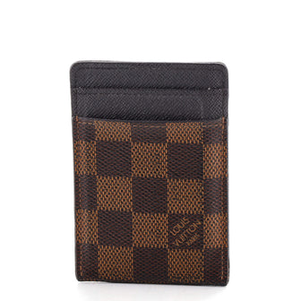 Pince Card Holder with Bill Clip Damier