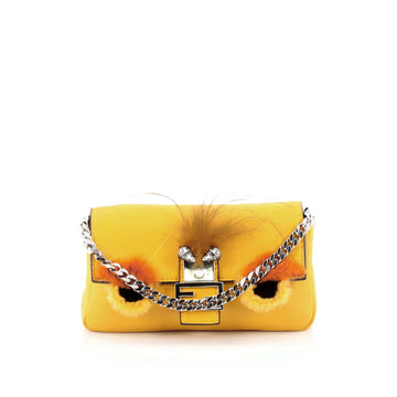 Fendi Monster Baguette Leather and Fur Micro
