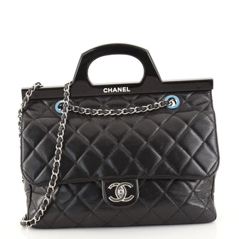 Chanel CC Delivery Tote Quilted Glazed Calfskin Small